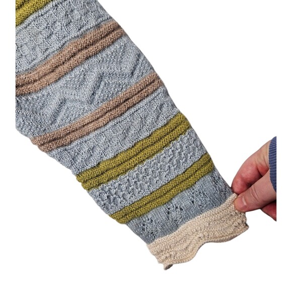 OLEANA Norway Women's Sweater 100% Alpaca Long Chunky Pointelle V-Neck Whimsical - Picture 5 of 11